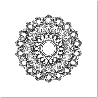 Mandala (black on white) Posters and Art